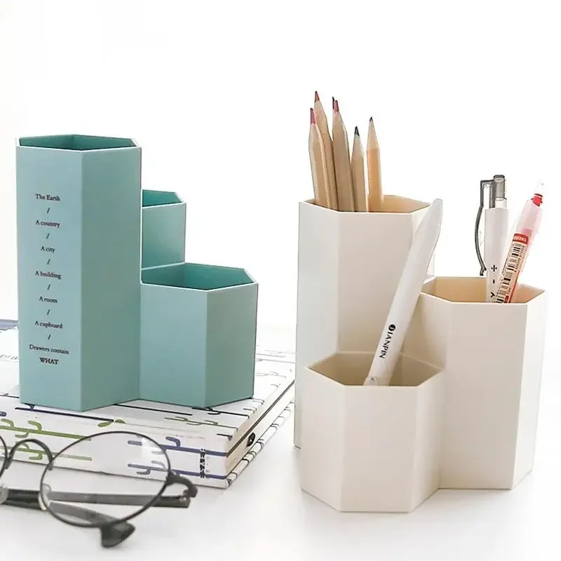 Creative Hexagonal Desktop Storage Box Pen Holder Brief Style Stationery Finishing