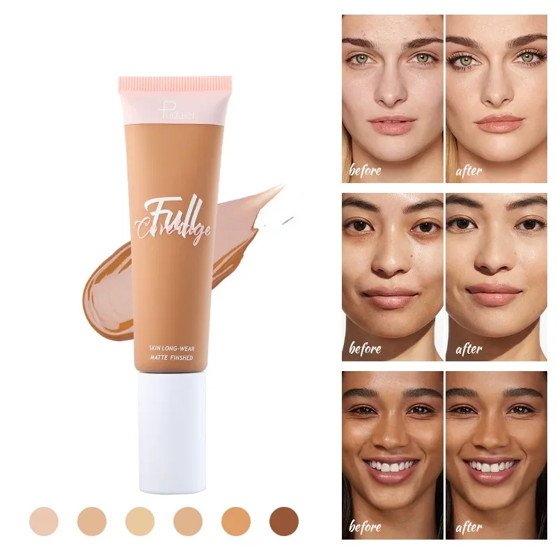 Maquillaje transpirable y impecable para un uso prolongado, sensación de maquillaje, textura brillante Natural, base líquida no pegajosa, crema correctora