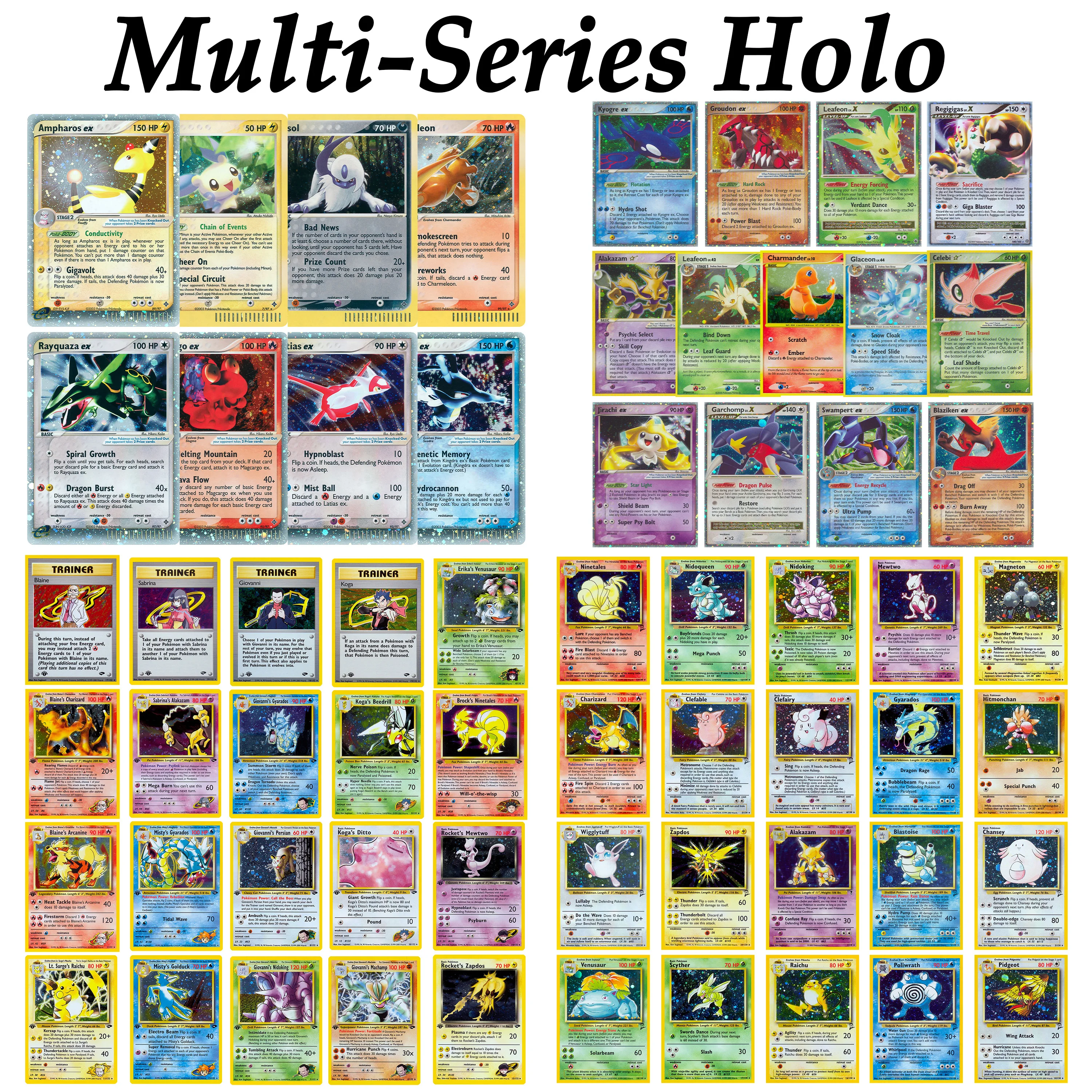 PTCG Vintage Complete Cosmos Holo Proxy Set Neo1-4/Gym G1-G2/Dragon/Crystal Guardians/Hidden/Emerald/Deoxys/Delta Species/Base 2