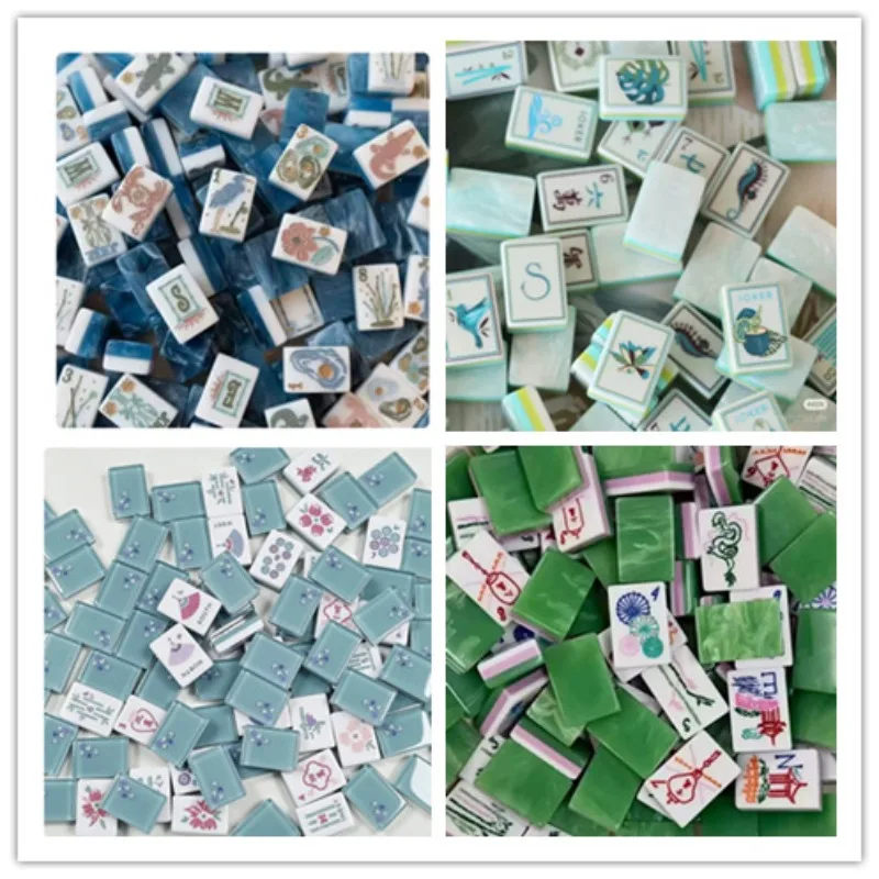 American Mahjong Set 30mm 160Pcs Crystal Acrylic Carved Inside Printed Mahjong Tiles Game Kit