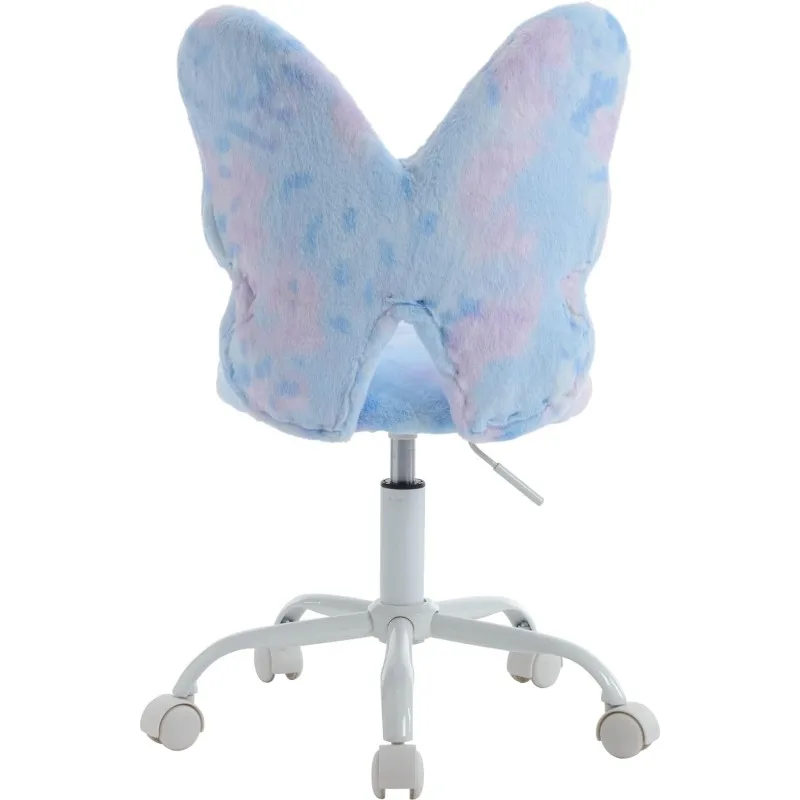 Cadeira de mesa ajustável com borboleta para crianças, cadeira do computador, Furry Swivel, estudo e escritório, meninas e estudantes