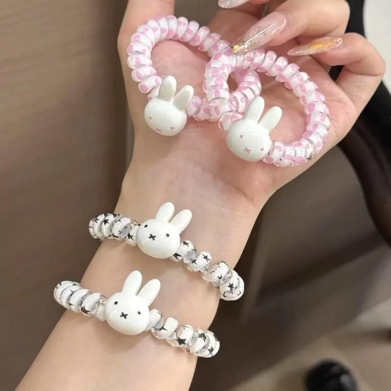 Miffy Rabbit Telephone Line Hair Ring High Beauty Creative Sweet Cute Rubber Tendon Cartoon Simple All-match Pony Tail Hair Rope