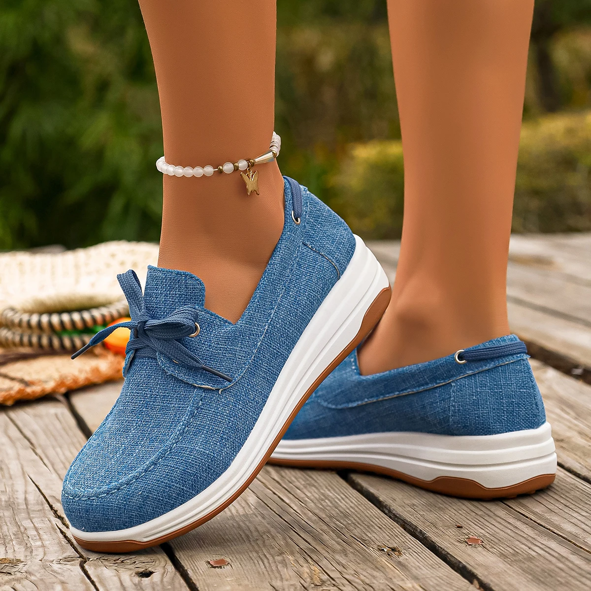 النساء أسافين منصة أحذية رياضية الإناث الصيف الدانتيل متابعة أحذية رياضية النساء الاتجاه المضادة للانزلاق مريحة حذاء كاجوال للنساء #5