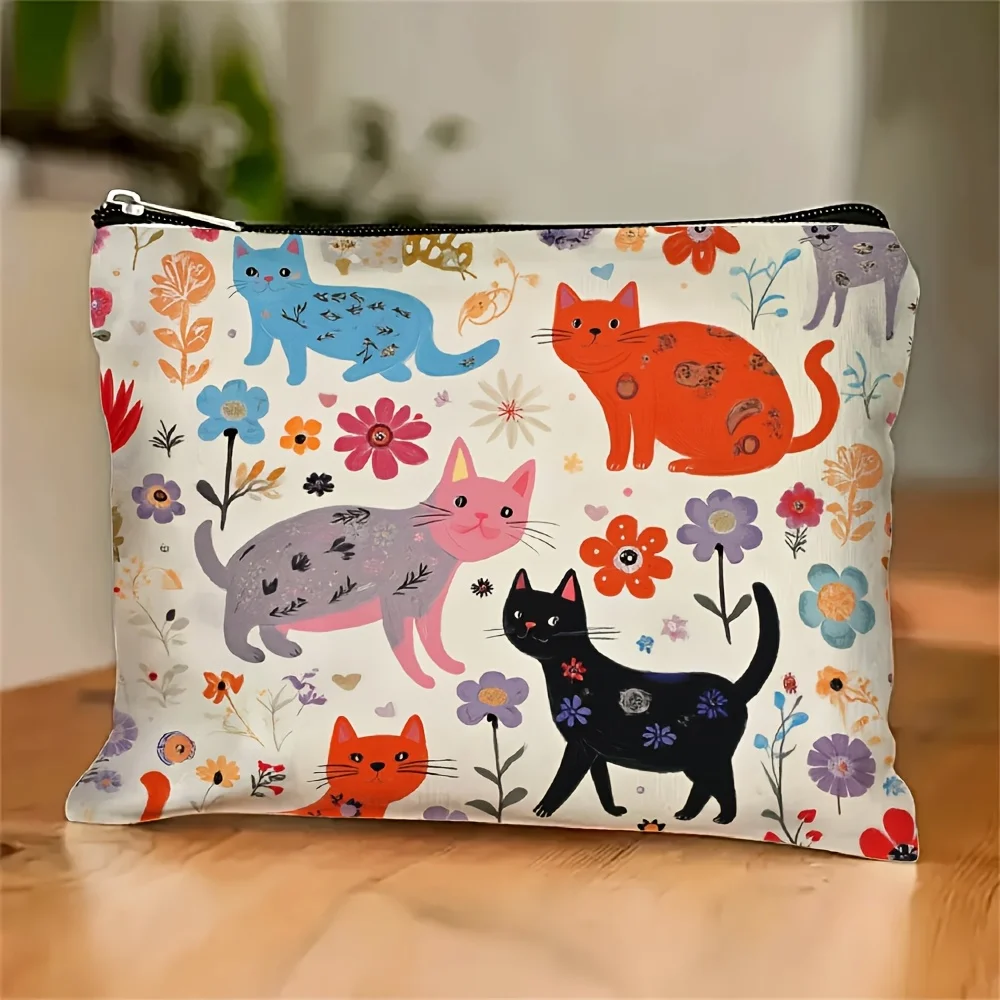 

ACat Print Makeup Bag- Multifunctional Zipper Pouch, Jewelry Storage Bag, Perfect Travel Zipper Small Storage Bag.