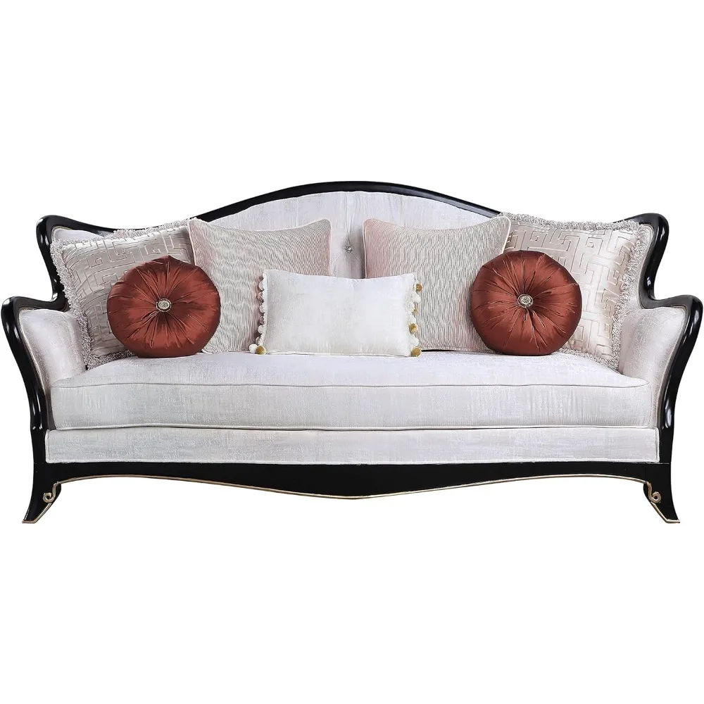 Upholstered Sofa ，Sofa With 7 Pillows In Beige  sofa set living room furniture 43