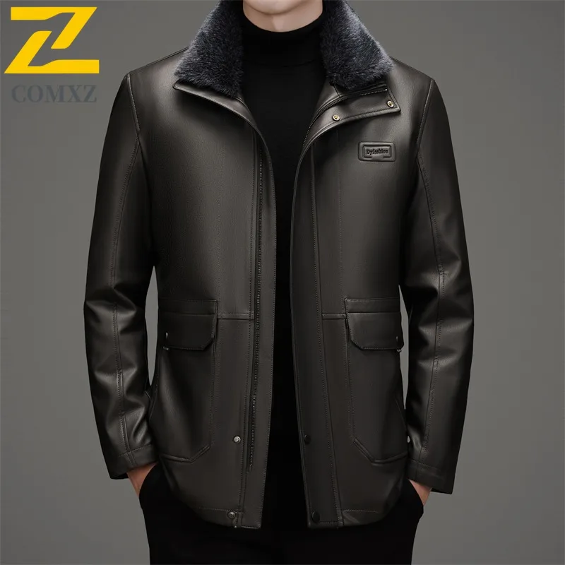 

COMXZ зимний мужской пуховик с лацканами, обычный утолщенный термостойкий и ветрозащитный однотонный уличный белый утиный пуховик