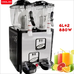 XEOLEO Double Tank Slush Machine 6L*2 Commercial Snow Melting Machine 880W Cold Drinking Dispenser 220V/230V Ice Cream Maker