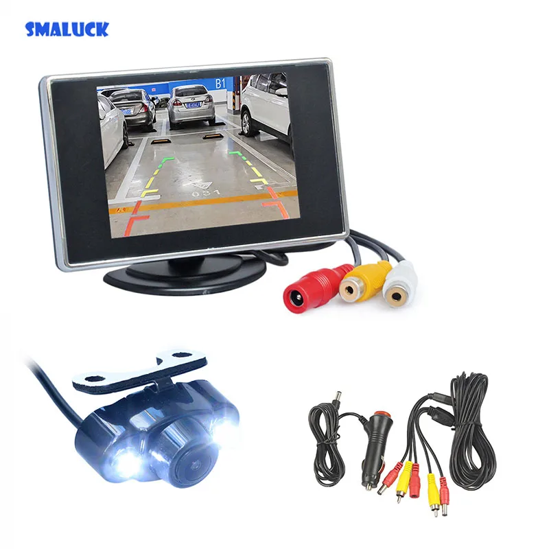 

SMALUCK 3.5inch TFT LCD Car Monitor Rear View Monitor Reversing Car Backup LED Camera Parking Assistance System