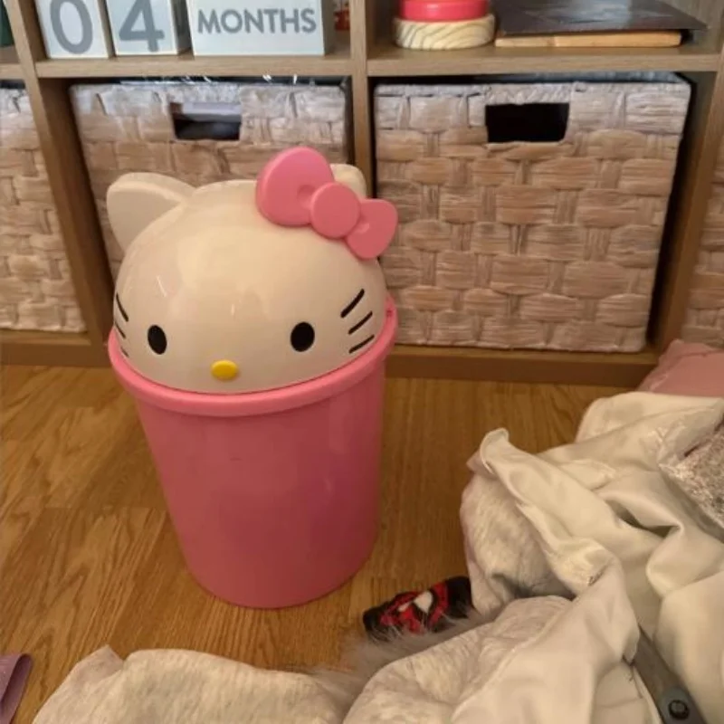 سانريو جديد مرحبا كيتي مزبلة سلة المهملات سلة المهملات سلة المهملات Bensenrio Kawaii سلة المهملات الورقية يمكن غرفة المعيشة غرفة نوم