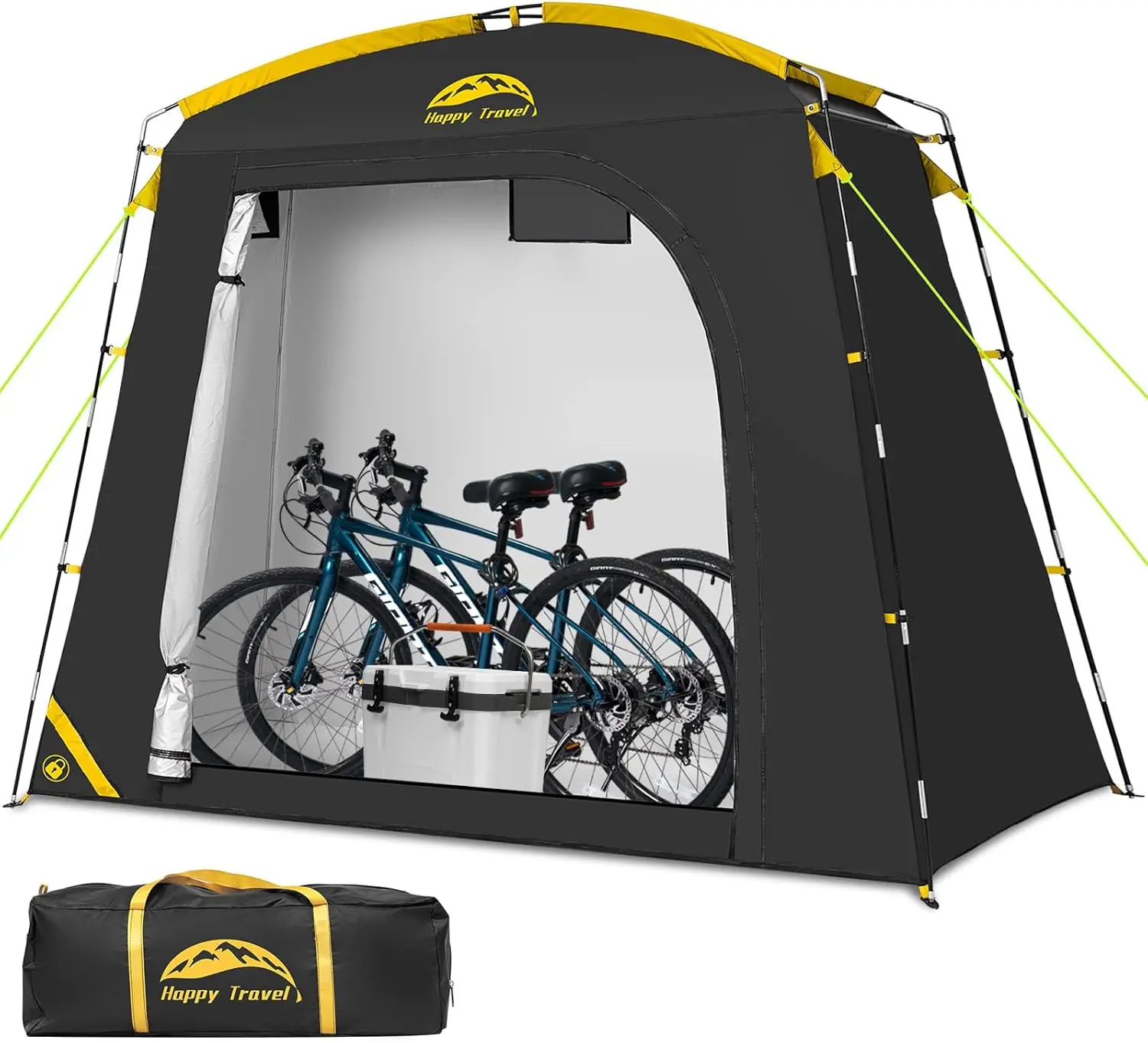 

Waterproof Portable Bike Storage Tent with Lockable Design, Extra Top Space for 2-5 Bikes, Easy Setup for Garden Tools