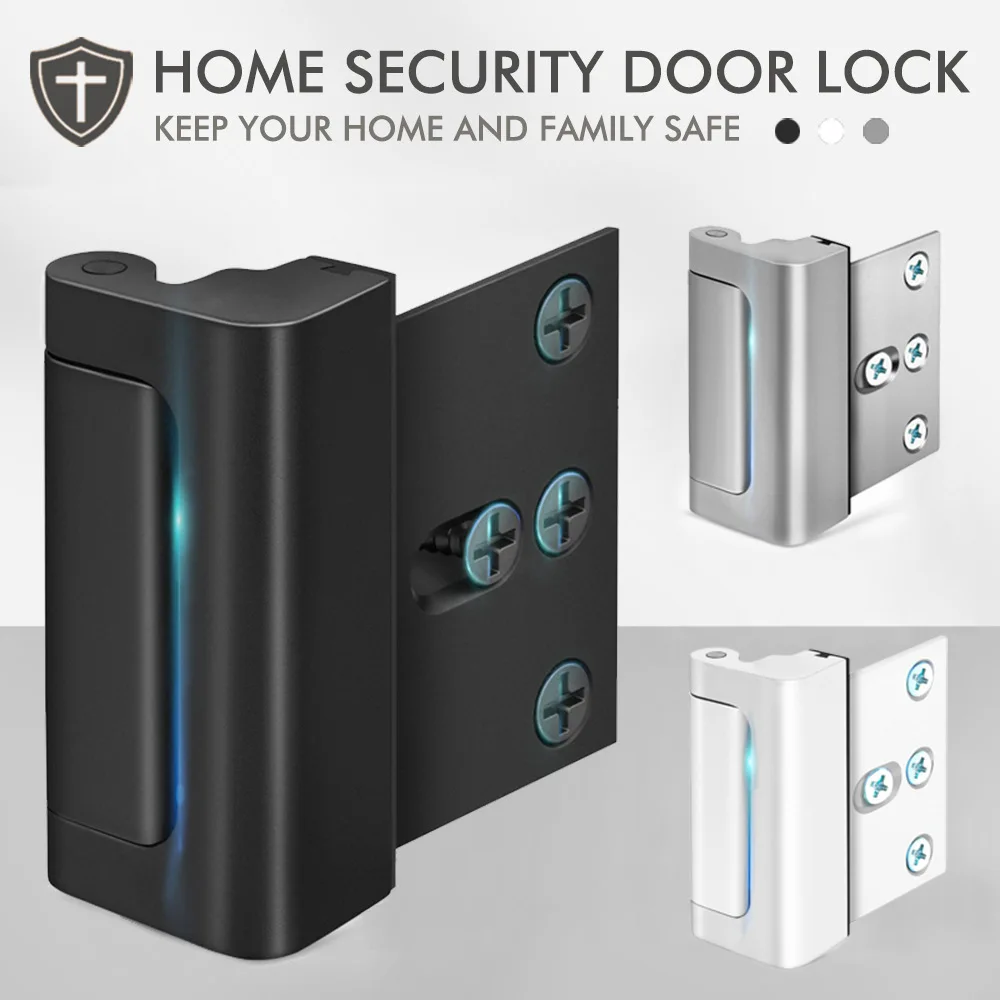 Home security door lock, child safety door reinforcement lock strap, 3-inch anti-theft aluminum alloy hinge
