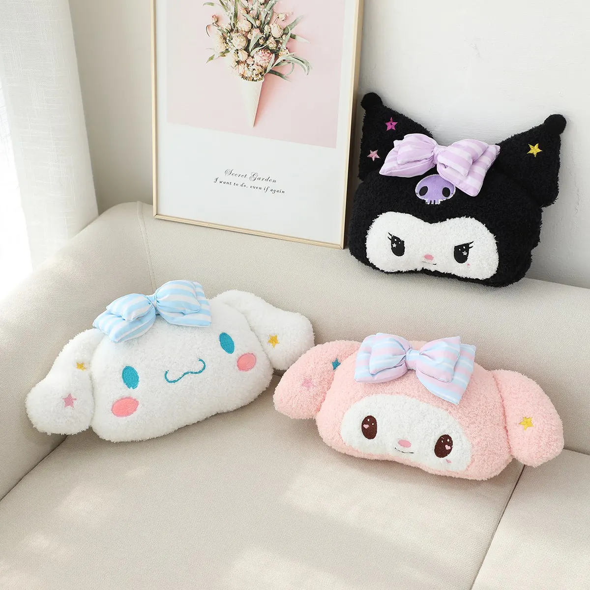 Sanrio Cute Kuromi Cinnamoroll Back Cushion Headrest Car Seat Chair Lumbar Support Cushion Throw Pillow Home Decor Gifts Girl