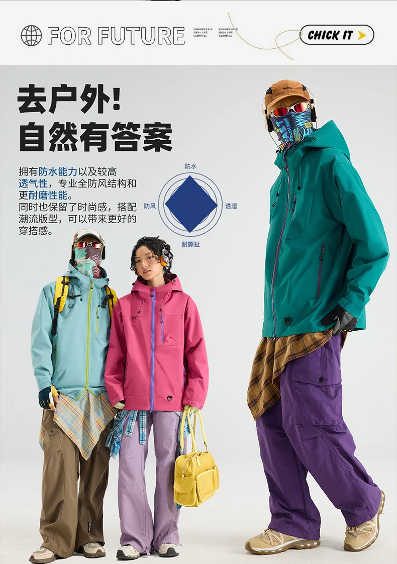Radfahren Wandern Camping Trekking Bergsteigen Wasserdichte Hardshell-Jacken Outdoor-Sport Windbreaker UPF50+ Unisex Regenmantel – Detail 3