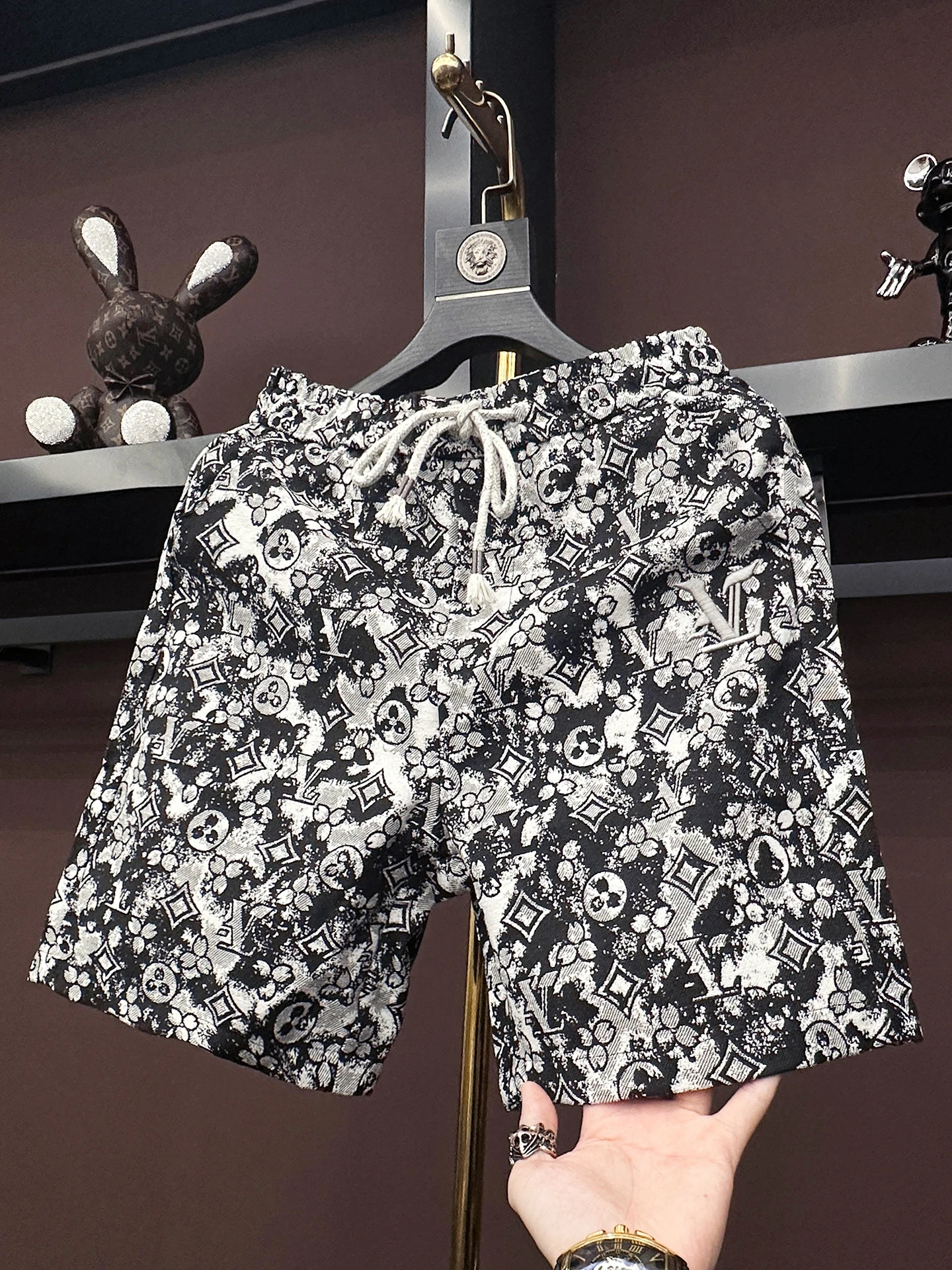 

Ele Men's Embroidered Casual orts Straight Leg Spor Outerwear Summer Trendy Brand Five-Point Mid-Pants European Sle