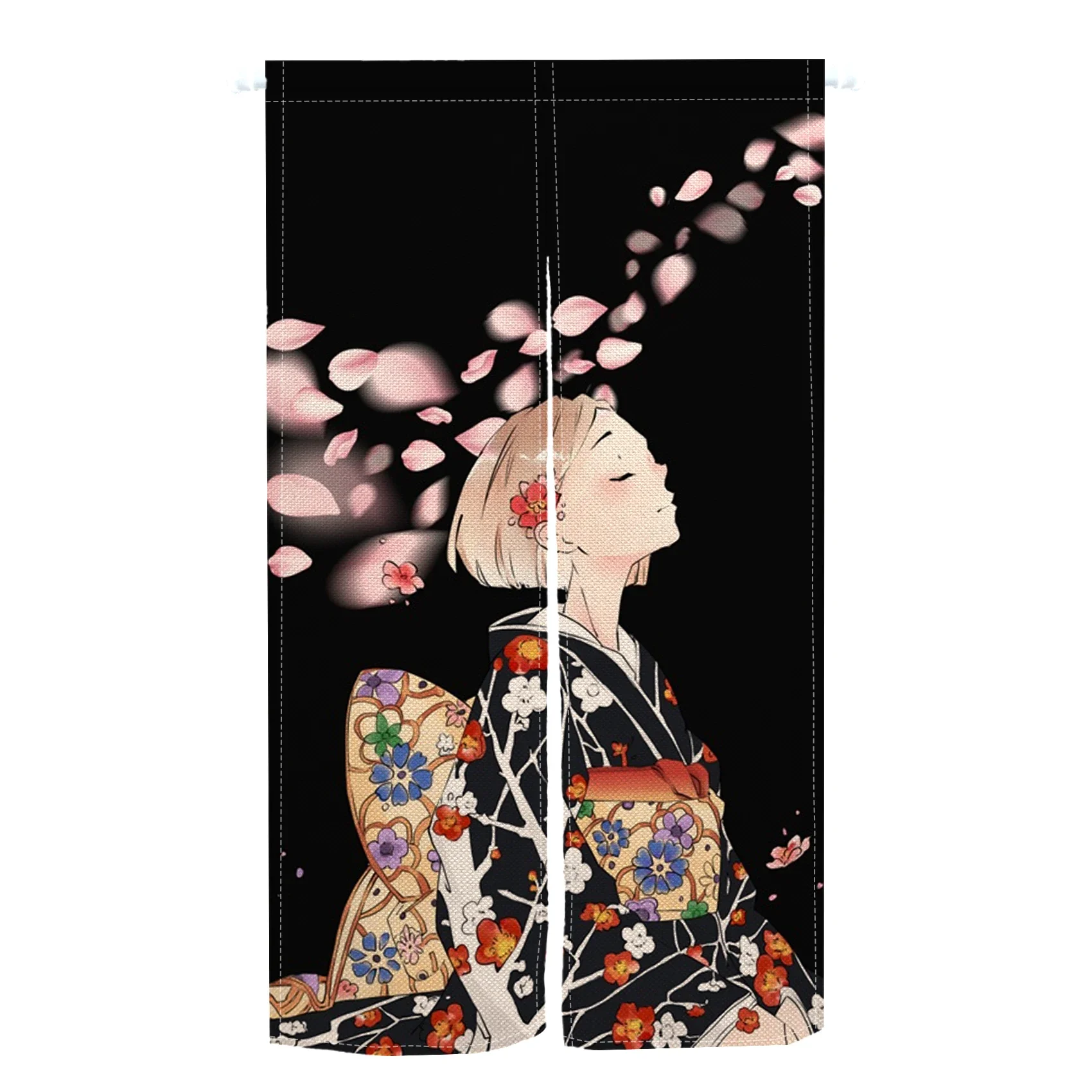 Japanese Style Geisha Door Curtain Ladies Kitchen Bedroom Bathroom Izakaya Wind and Moon Place Partition Half Curtain Decoration