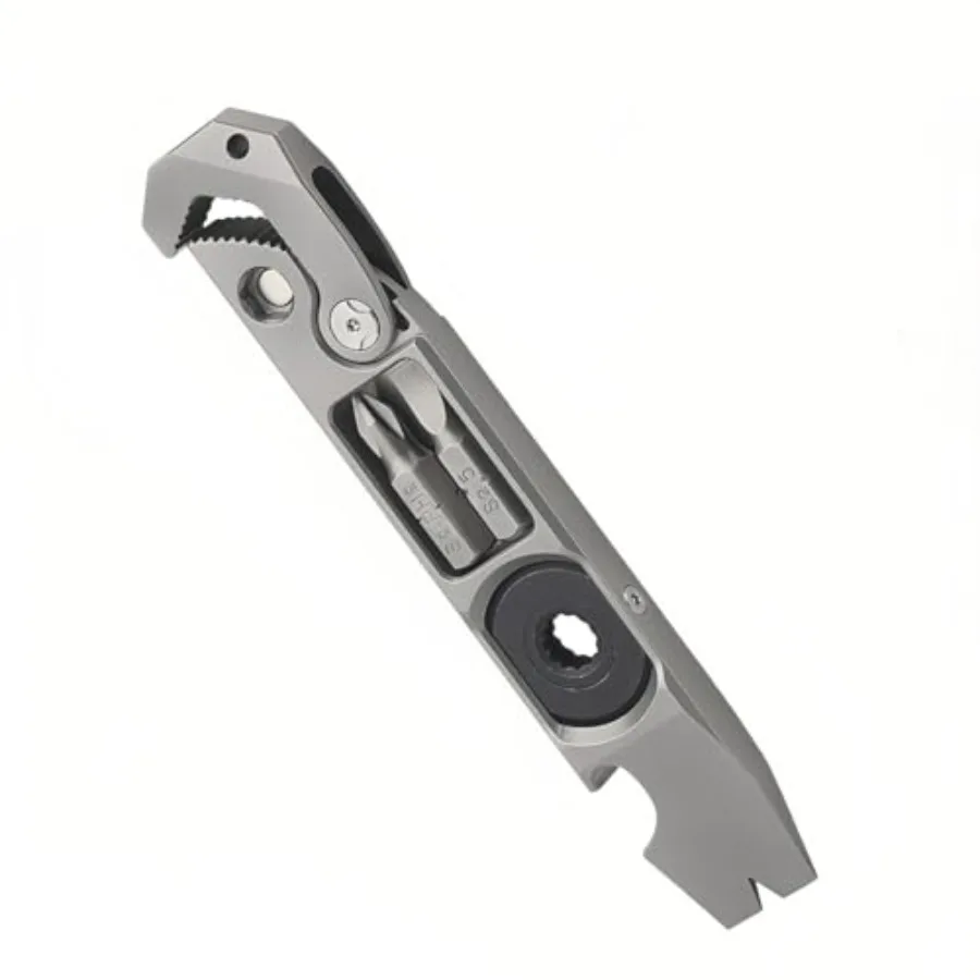

Titanium EDC pry bar multifunctional tool a collection of wrenches pry bars screwdrivers nail drivers bottle openers and other