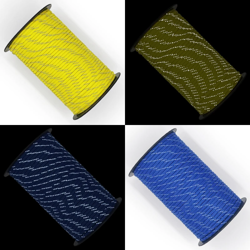 حبل مظلة لتسلق الجبال ، حبل خيمة ، عاكس ، نسج سهل ، دائم ، السفر ، التخييم في الهواء الطلق ، سبعة النواة ، 100 متر