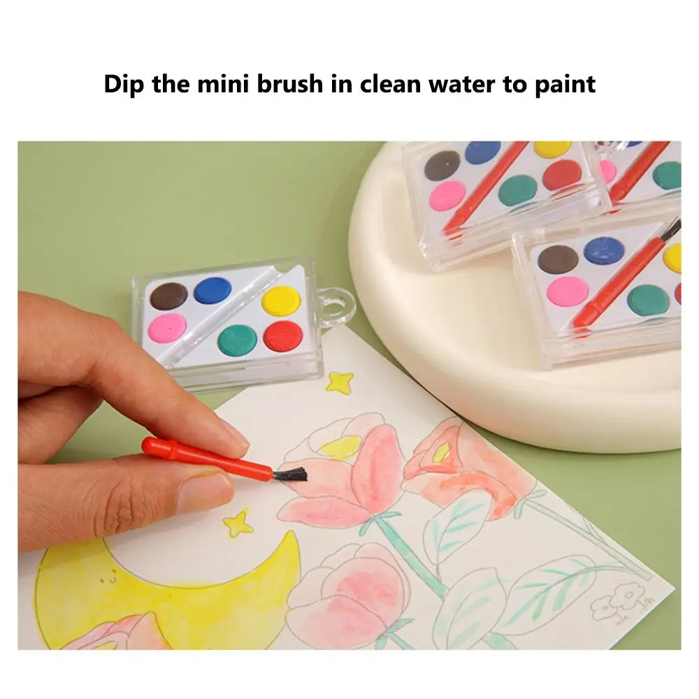 High Quality with Painting Brush Watercolor Paint Set Solid Washable Watercolor Pigment 6 Colors Oil Painting Kit Children