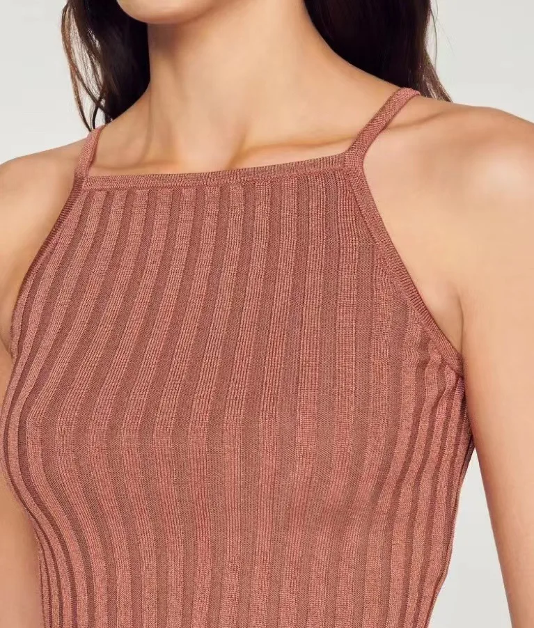 

Women's Camisole Solid Pit Striped Casual All-match Ladies Knitted Bottoming Tank Tops Summer New