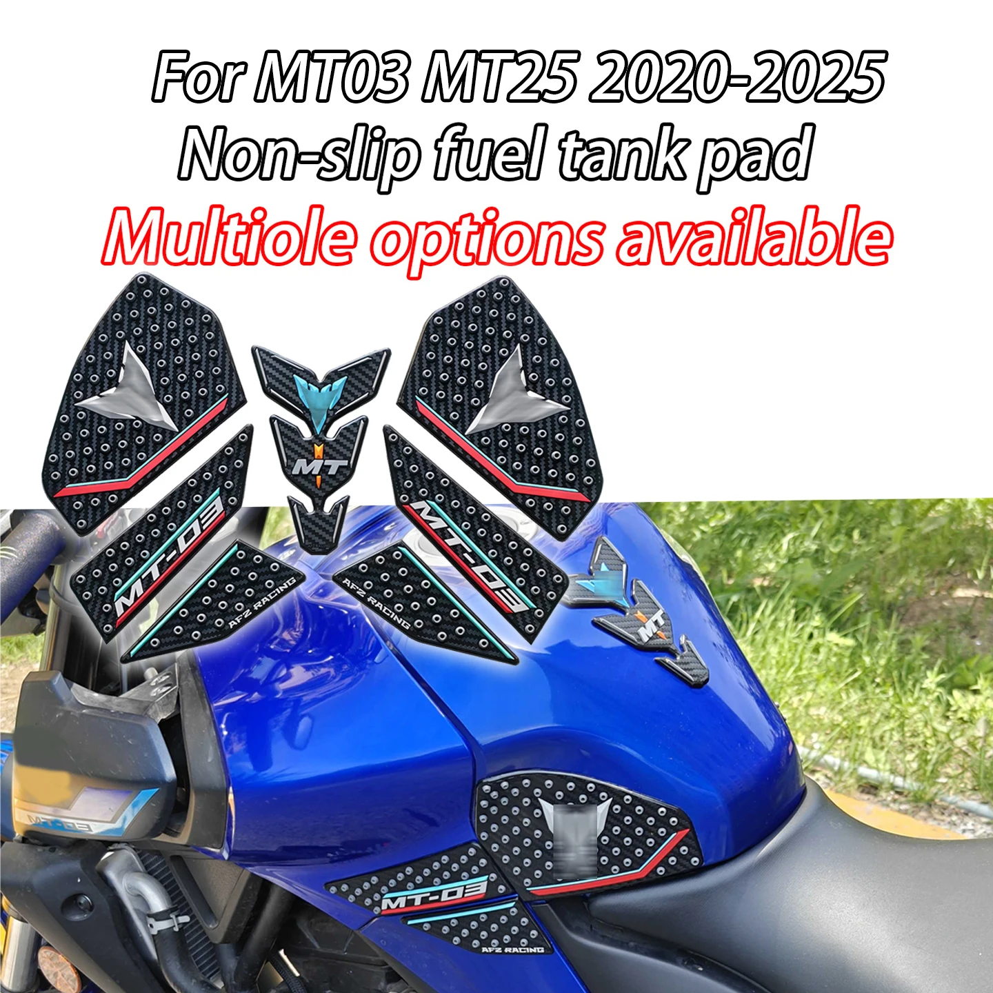 

Suitable for Yamaha MT-03 MT-25 MT03 MT25 2020-2025 Motorcycle Stickers Rubber Tank Traction Pads Tank Heat Shield Side Stickers