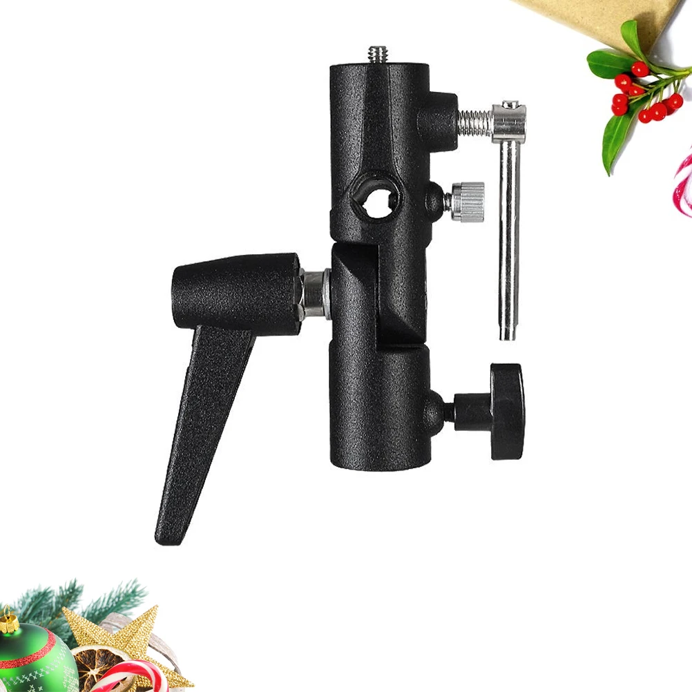 H Type Umbrella Swivel Holder 1/4 3/8 Inch Flash Light Stand Black Sturdy Durable Compatible With Tripods Camera Rig For