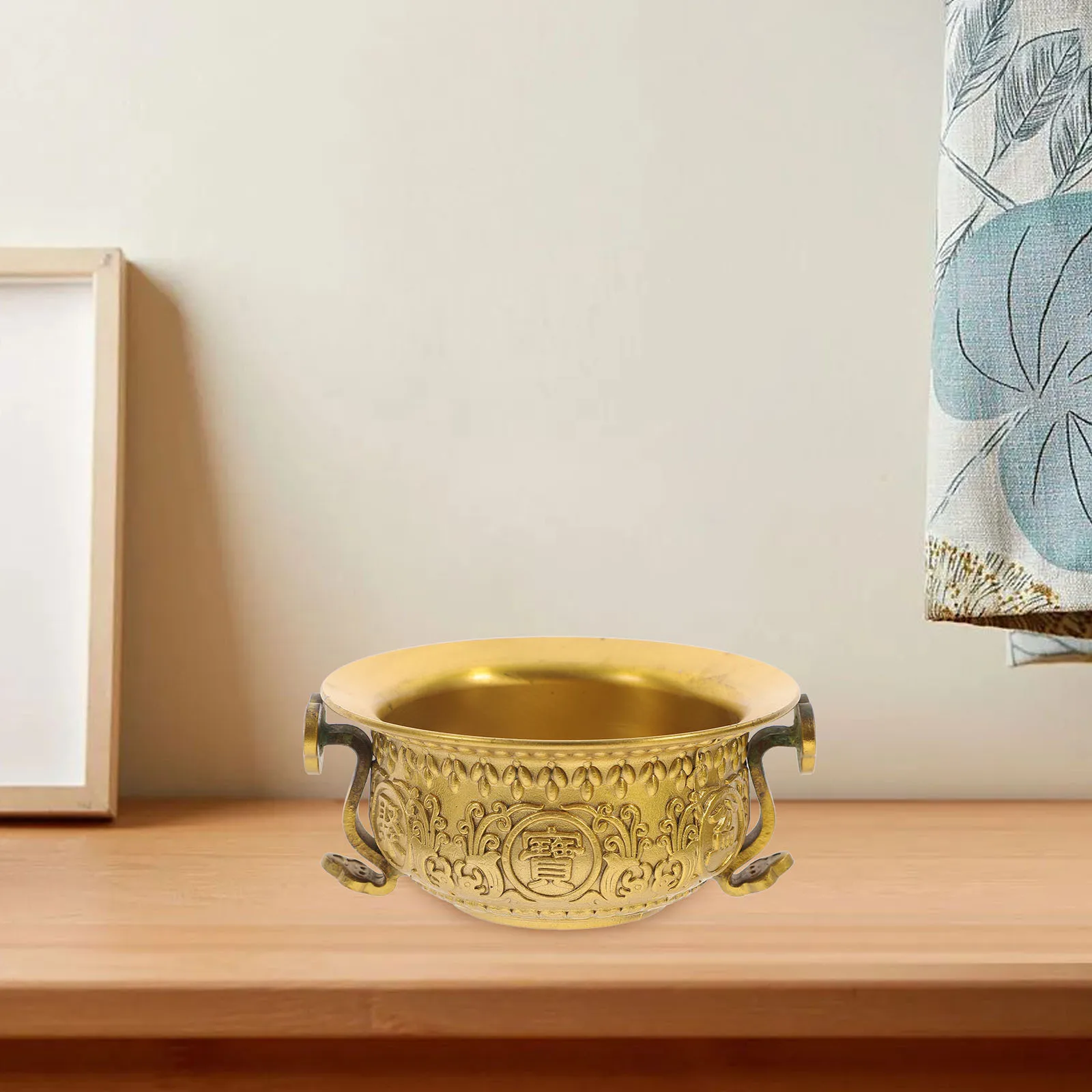 

1Pcs Brass Treasure Bowl Cornucopia Desktop Decoration Exquisite Carved Fish Insects Birds Fortune Gift Ornament Home