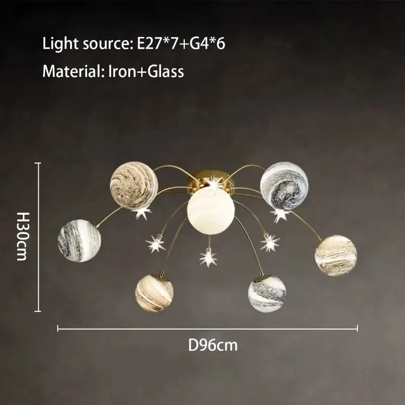 Modern Simple Star Ceiling Light Personalized Romantic Children's room Decorative Lamp Creative Planet Glass Ball Lights
