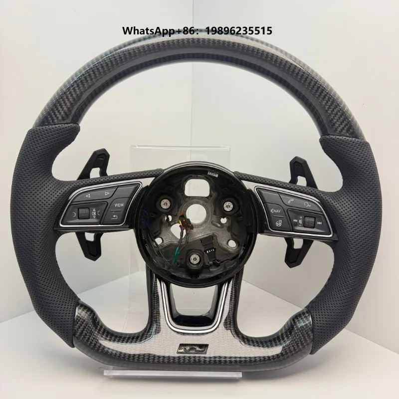 Leather & Carbon Fiber Steering Wheel for TTRS R8 A4 A5 B9 RS4 RS6 RS5 RS7 Q5 Q7 A6 A7 C8 A1 A3 Models