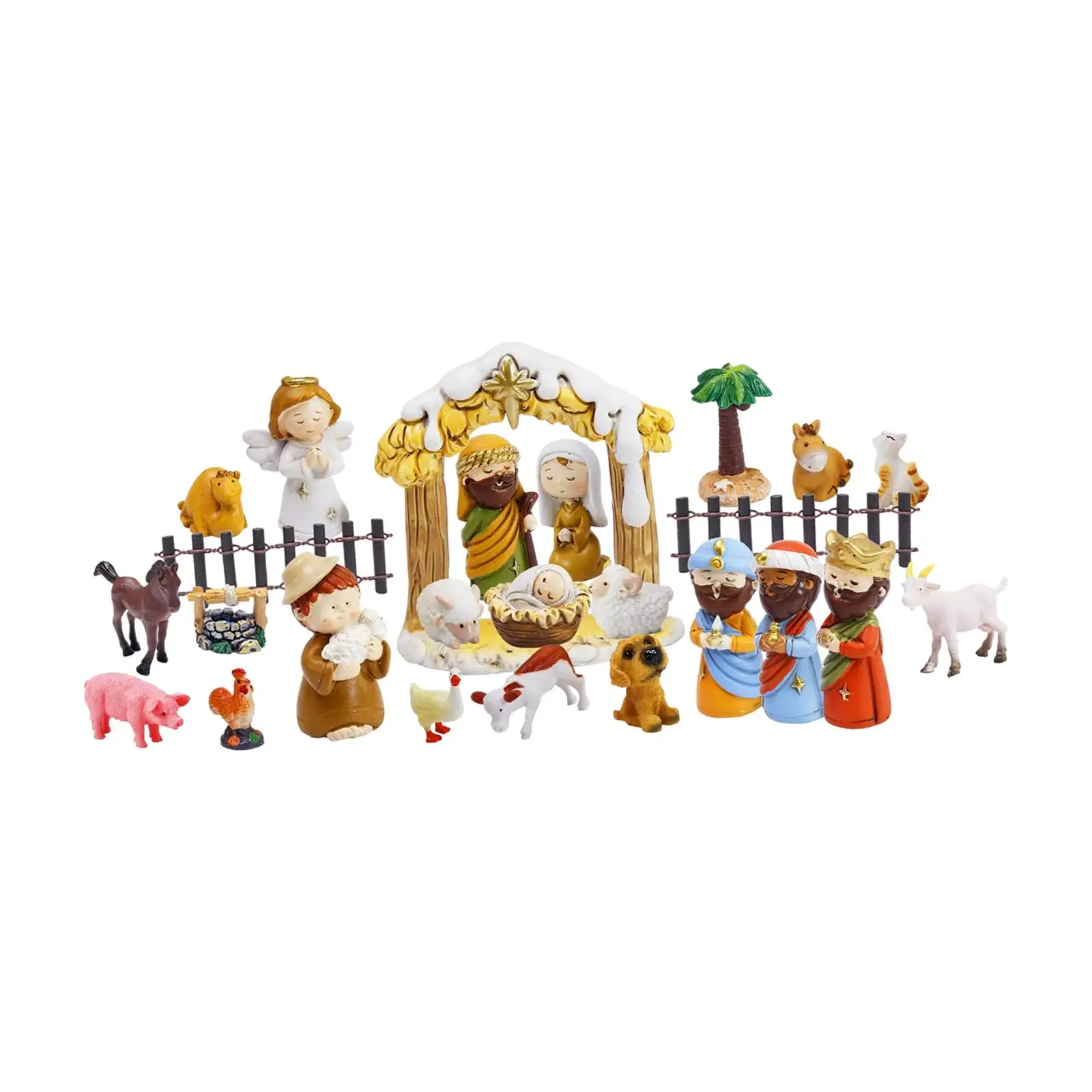 24 Pcs Christmas Nativity Scene Advent Calendar Set Indoor Toy Handmade Traditional Figurine for Kids Teens Boys Toddler Girls