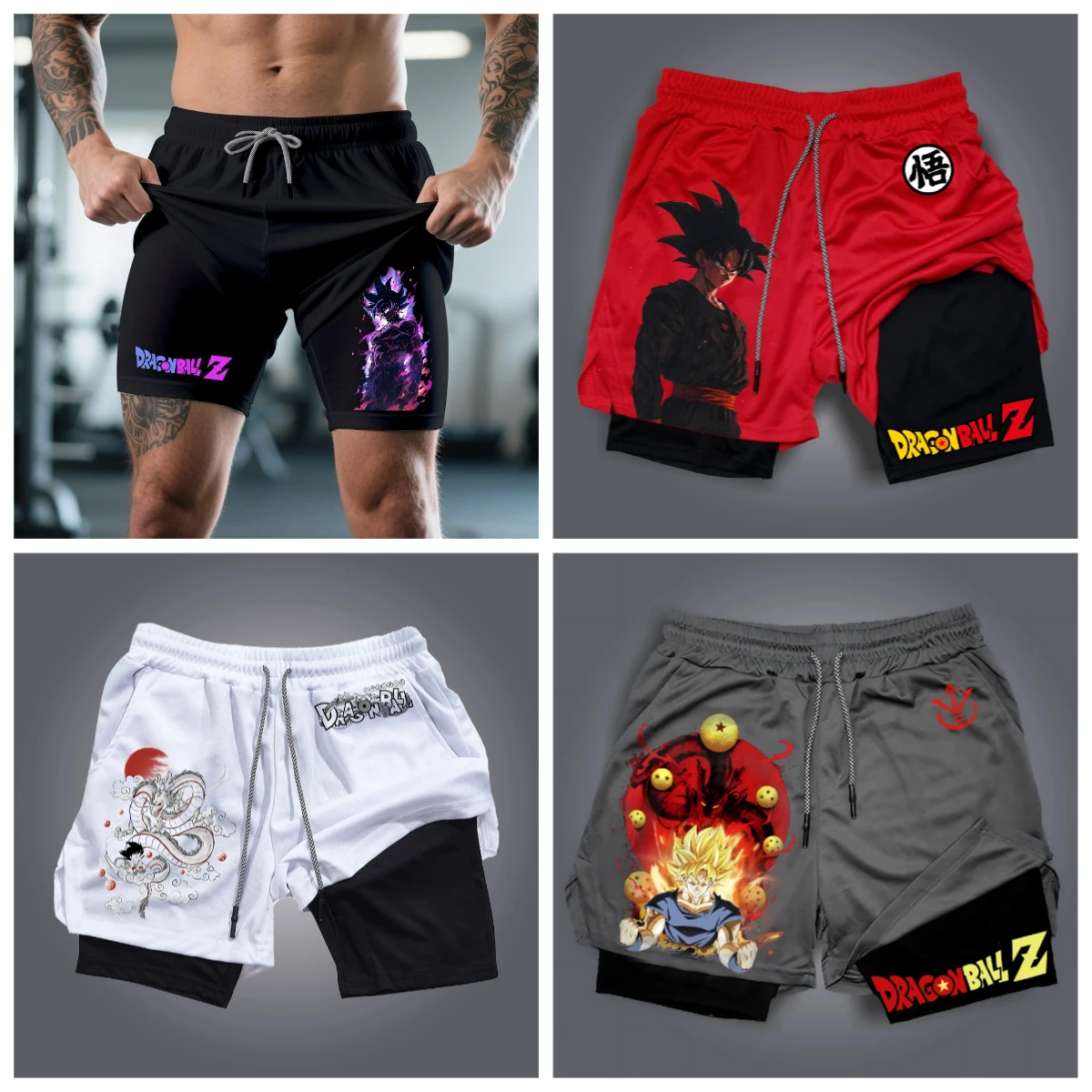 

25 летних хит продаж, новые аниме Dragon Ball серии, 3D модные поддельные шорты из двух предметов, уличные дышащие шорты для отдыха на открытом воздухе