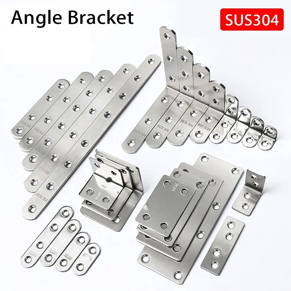 1Pcs Cabinet Screens Wall Angle Bracket SUS304 Stainless Steel Furniture Fastener Corner Brace Joint 90 Degree Right Angle