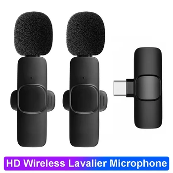 Microfone de lapela sem fio com cancelamento de ruído, gravação de áudio e vídeo, mini microfone para iphone, android, jogo de transmissão ao vivo