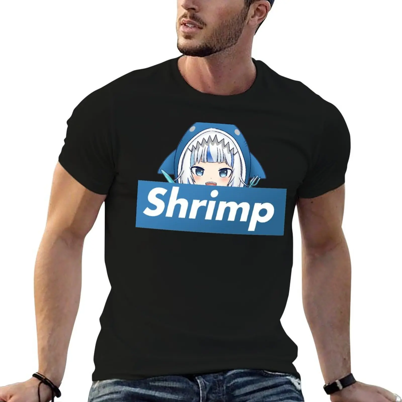 

Gawr Gura Peeker - Shrimp T-Shirt man t shirts high quality luxury brand cotton tshirt 100% g man t shirts for men T-shirt