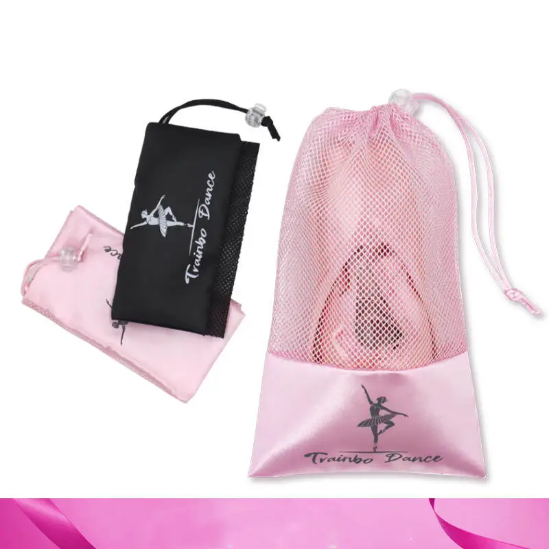Black Pink Dance Shoe Storage Bags Ballet Shoe Storage Mesh Bags Breathable And Portable Drawstring Storage Bag