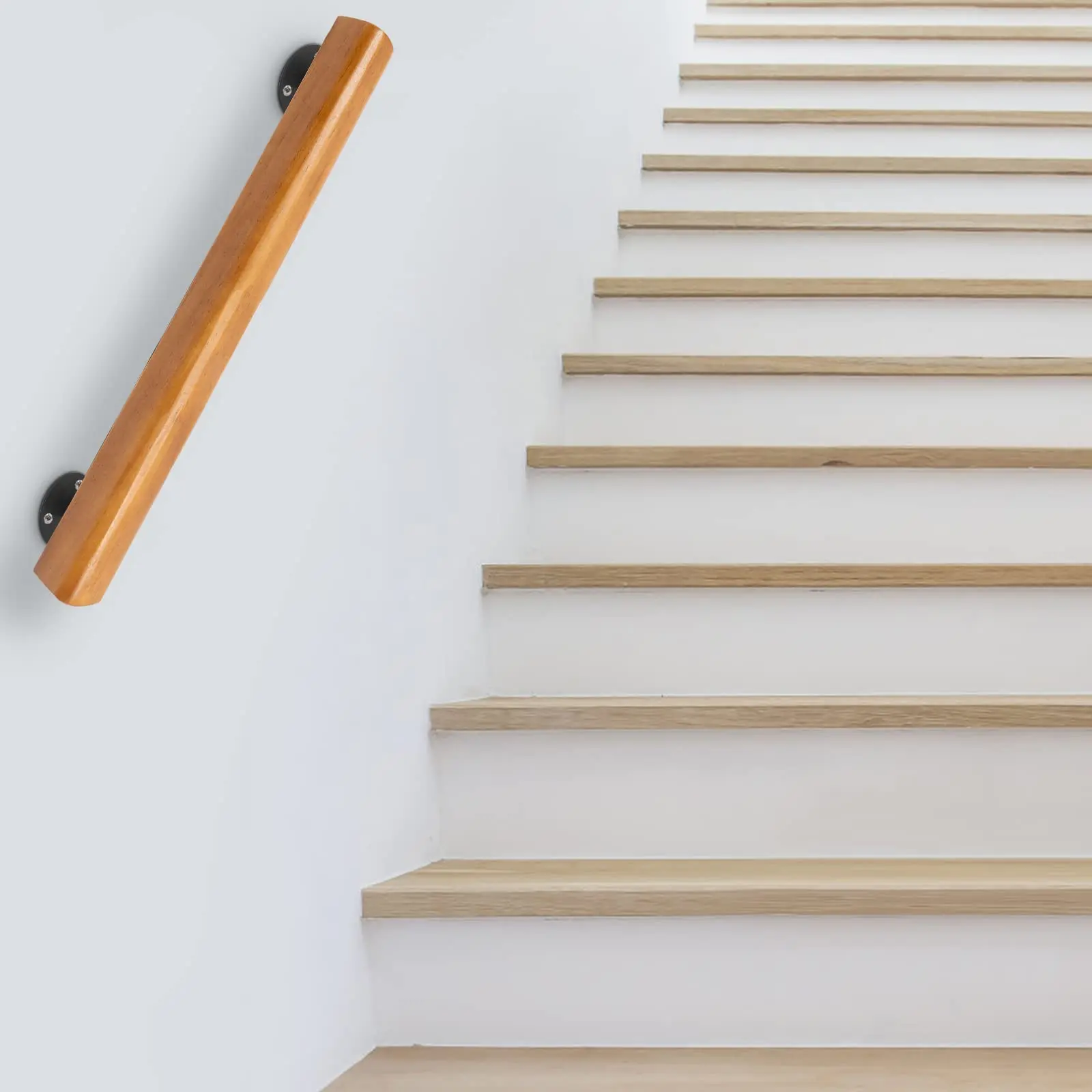 درابزين خشبي للسلالم الداخلية، درابزين سلالم آمنتان غير قابل للانزلاق بطول 2 قدم، درابزين خشبي احترافي يدعم قضيب مجموعة كاملة لـ Lo #1