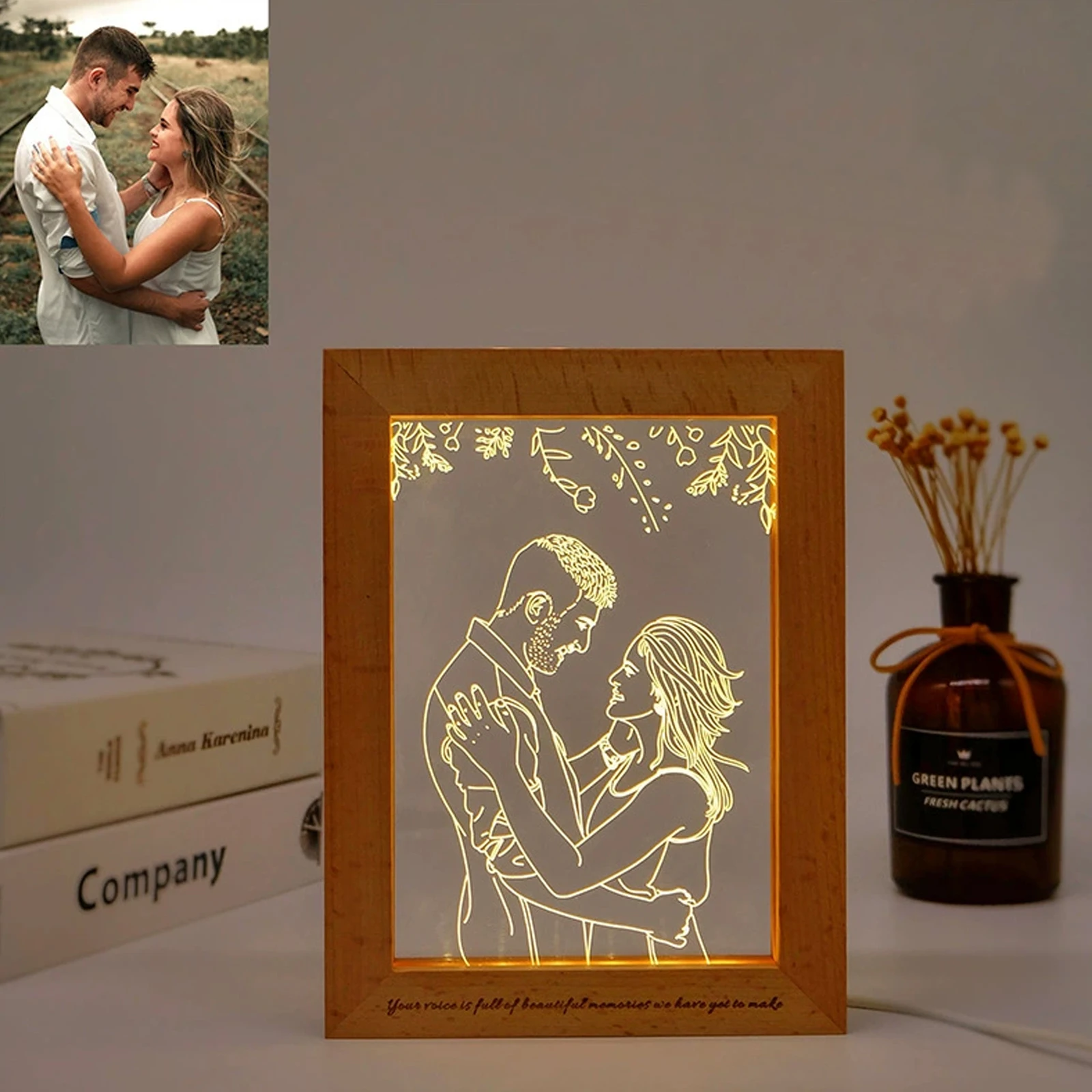 

Индивидуальный акриловый ночник - персонализированный простой светильник для фоторамки, креативный подарок для детей, подарок для пары на День святого Валентина