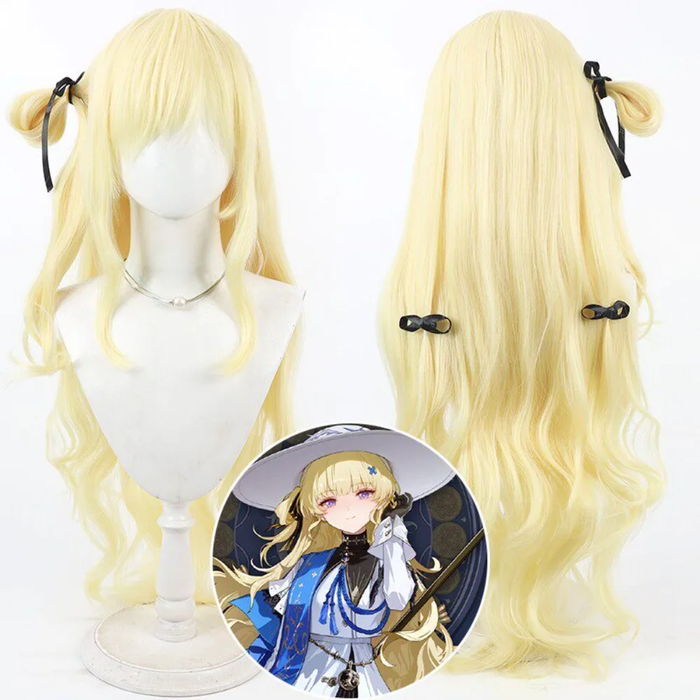 

Парик для косплея Фиби из Wuthering Waves, желтые кудрявые волосы, реалистичная имитация кожи головы