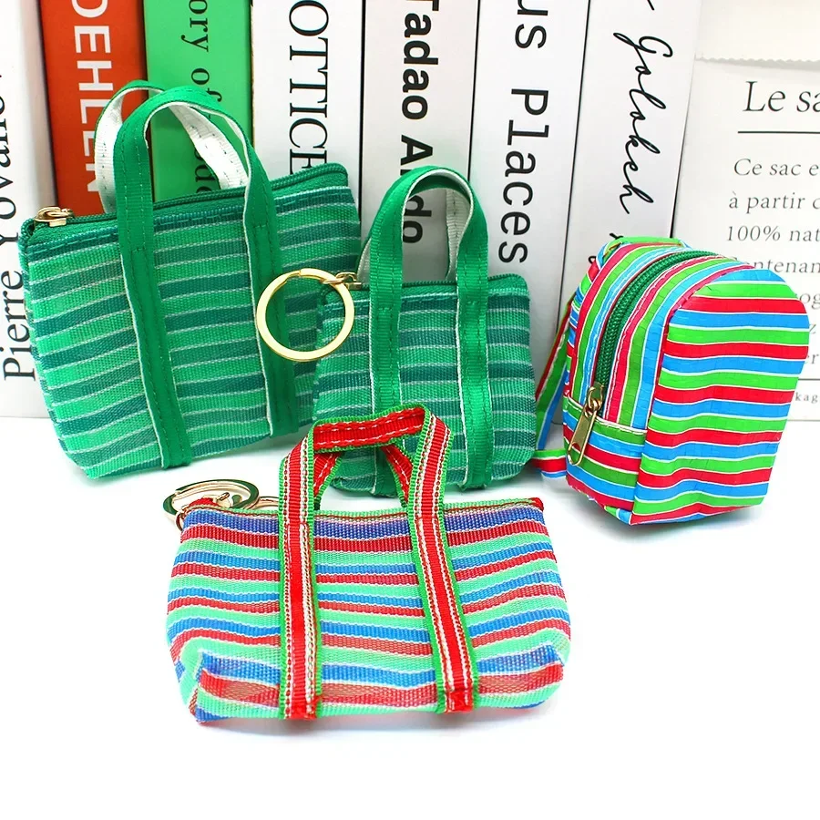 2pcs Small Backpack Pendant Wallet Pendant Basket Pendant Wallet Woven Bag Pendant Keychain Coin Purse Mini Hanger Handbag