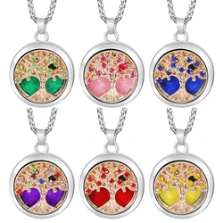 Trendy Spiral Open Aromatherapy Pendant Golden Zircon Tree Of Life Pattern Essential Oil Diffuser Women Lockets Necklace Jewelry