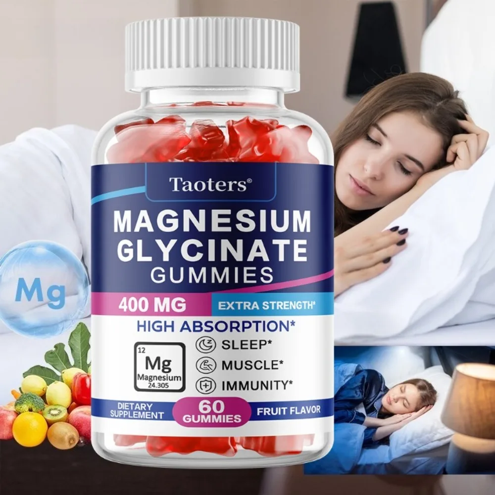 Magnesium Glycinate Gummies - Brain Health, Strengthen Muscles and Bones, Improve Sleep, Relax Nerves