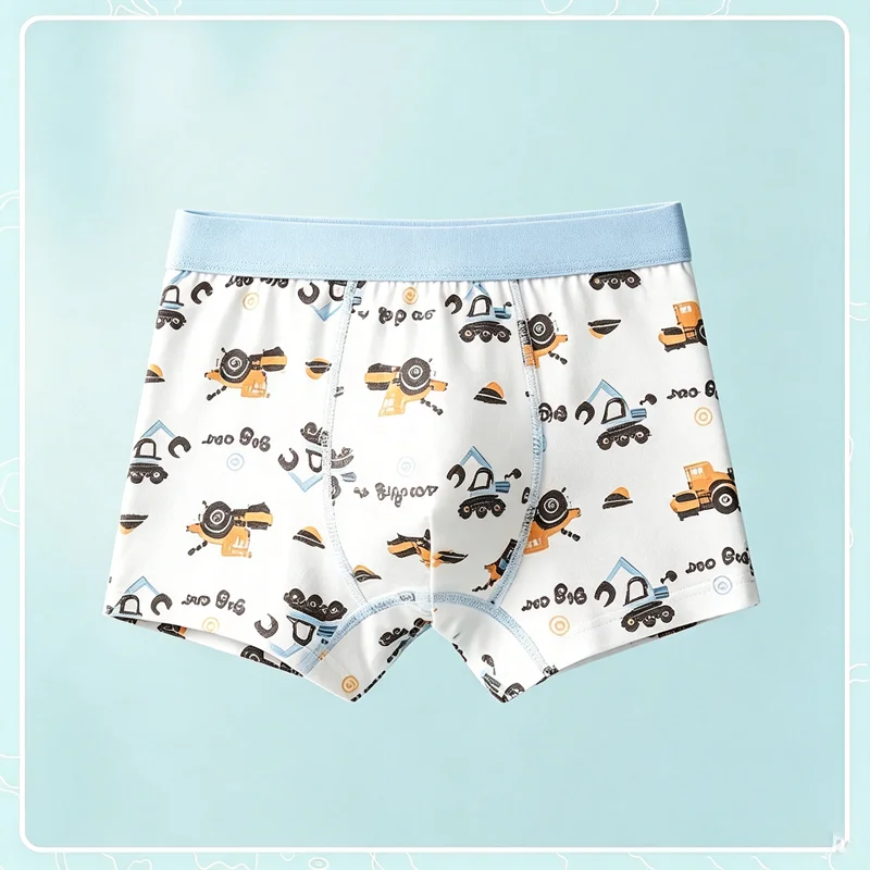 4Pcs Boys Underwear Cartoon Construction Vehicle Boxer Briefs Kids Clothes A-Class Cotton Breathable Soft Children Underpant - view 4