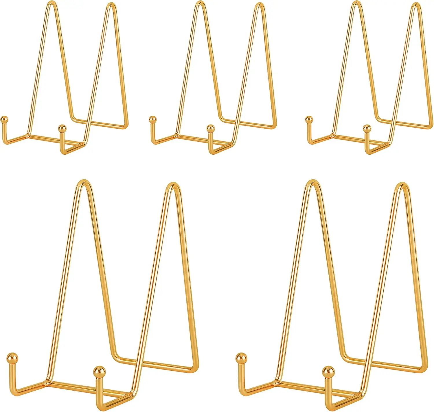 

5 Pack 6 Inch Plate Holder Display Stands, Metal Gold Frame Stand for Picture, Book, Photo Easel, Collectibles, Sturdy and