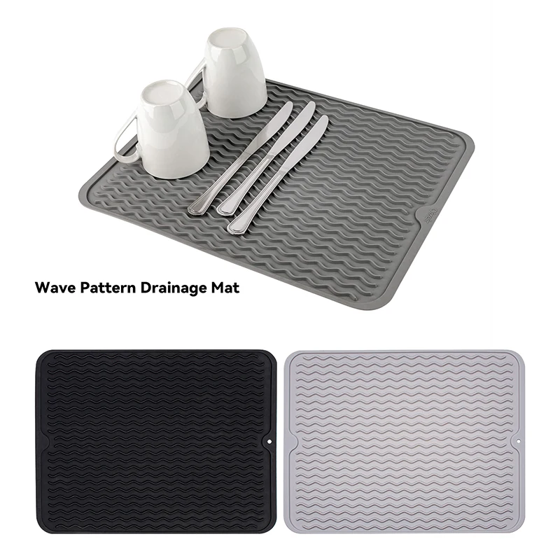 1Pcs Foldable Drying Heat Insulation Soft Rubber Dishes Sink Mat Table Kitchen Home Anti Slip Drying Dishes Drain Mat