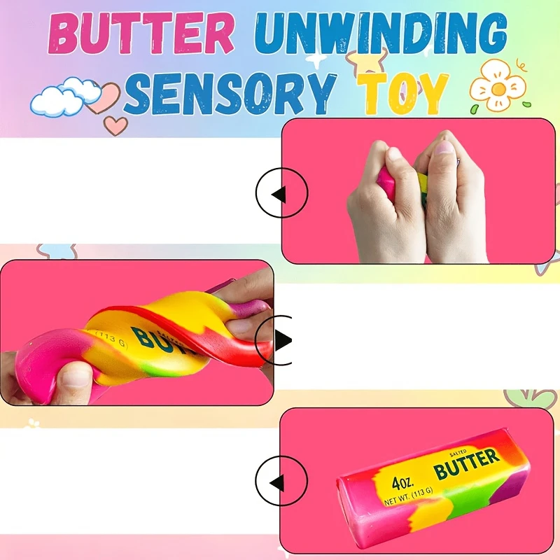 Rainbow Butter Squeeze Toy Slow Rising Squishy Soft Stress Relief Desk Fidget Toy Gift - view 5