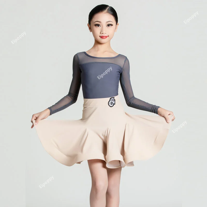 

Latin dance attire Autumn/Winter New Girls' Training Suit High end Children's Long sleeved Performance Clothing with Few