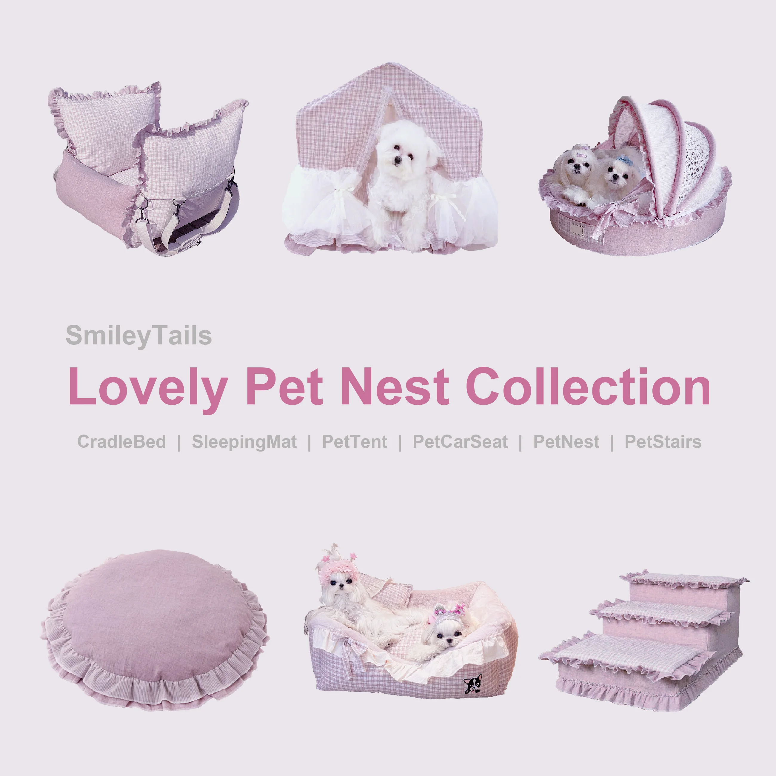 Pet Luxury Deluxe Kit Set House Nest Cradle Bed Stairs Ladder for Small Medium Dogs Cats, Cozy Cushion Puppy Kitten Accessories