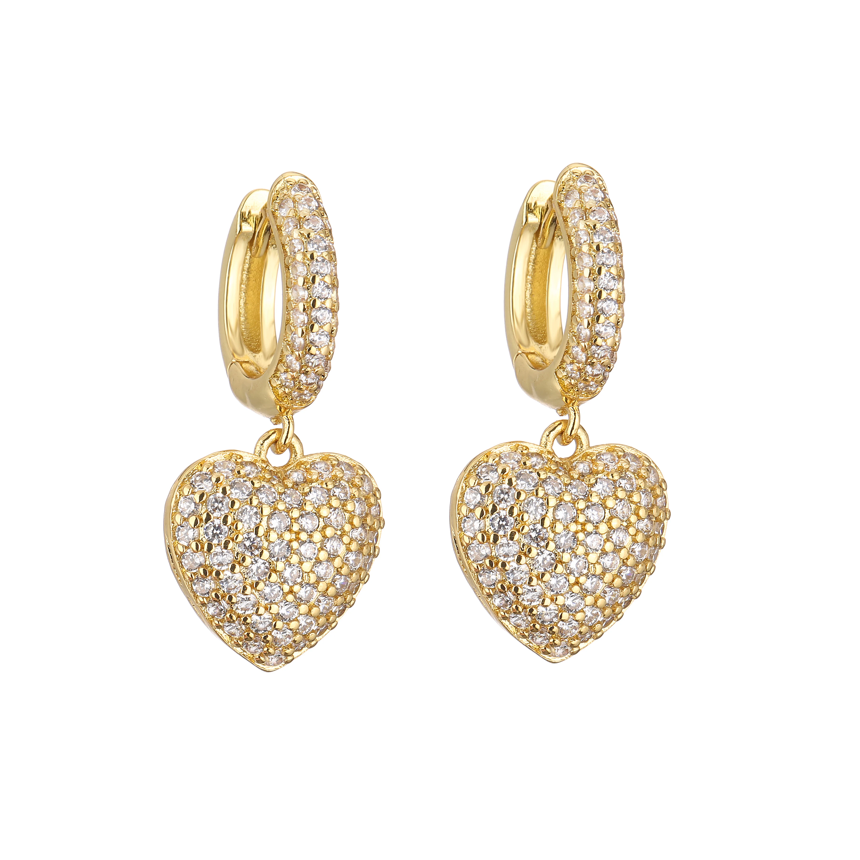 HECHENG, AAAAA Cubic Zirconia Women Heart  Earrings Ring Necklace Jewelry Set, Cooper 18K Plated Love Anniversary Gift