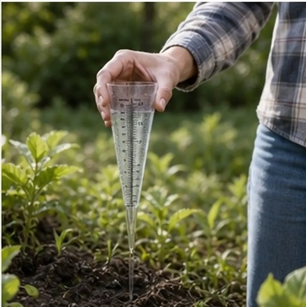 3Pcs Farming Rain Gauge Cone Shaped Clear Plastic Rain Measuring Cup with Easy Insert Ground Stake for Garden Lawn