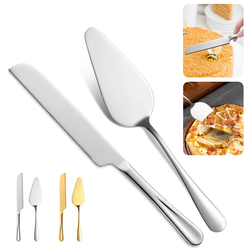 Ensemble de spatules à gâteau en acier inoxydable, couteau à pâtisserie multi-usages, ustensiles pour servir la pizza et le fromage, vaisselle réutilisable pour mariage