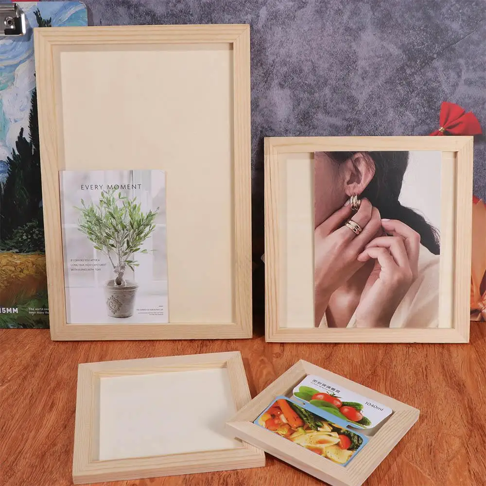 Art Puzzle Holder DIY Blank Clay Frames Desktop Ornament DIY Handcraft Wooden Photo Holders Painting Drawing Multi Size